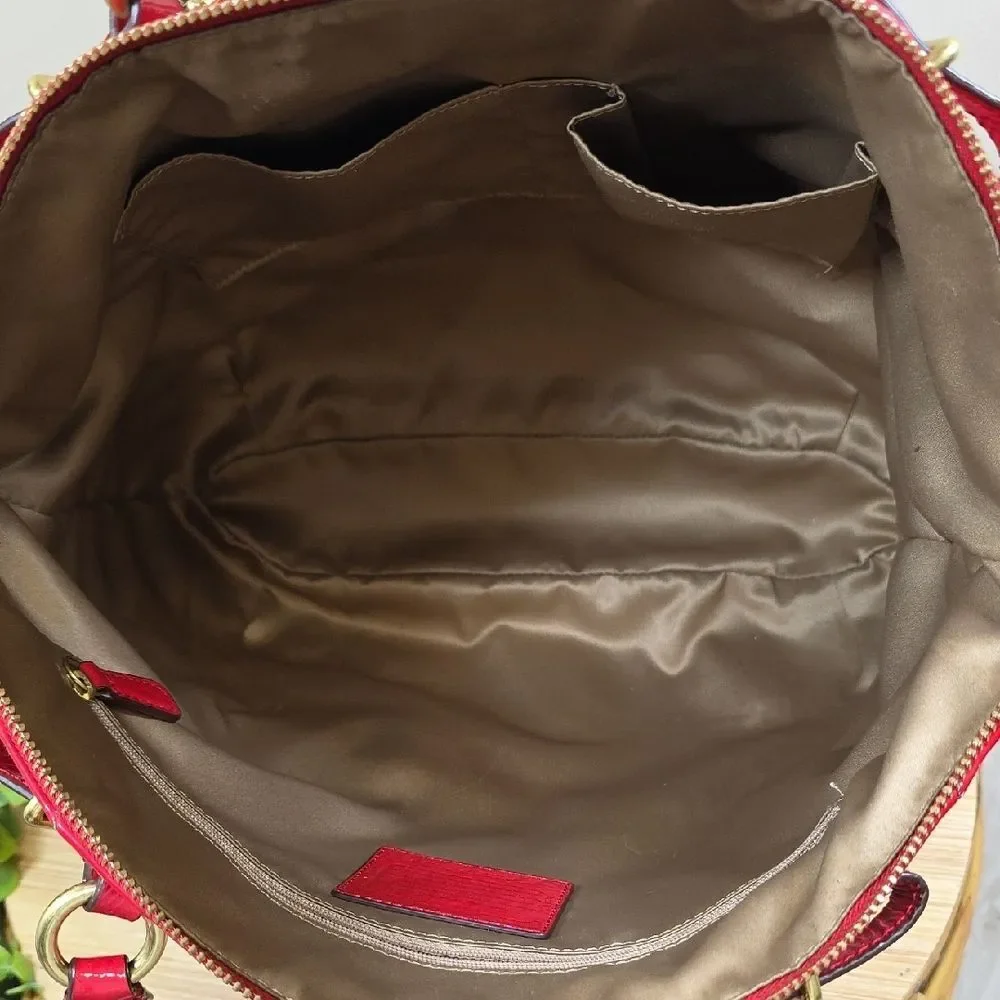 Coach Madison Diagonal Pleated Patent Leather Tote